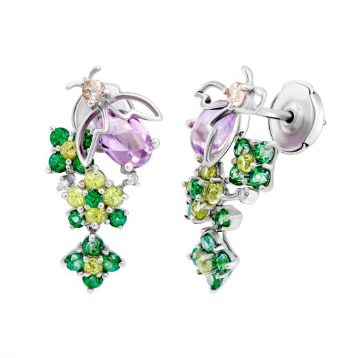 Earrings with amethysts, topazes and chrysolites