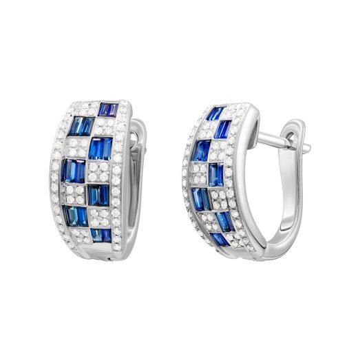 Earrings with diamonds and sapphires in white gold 1-102 130