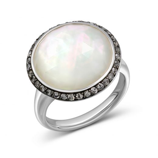 Ring with diamonds girsky crystal and mother-of-pearl 1-108 565