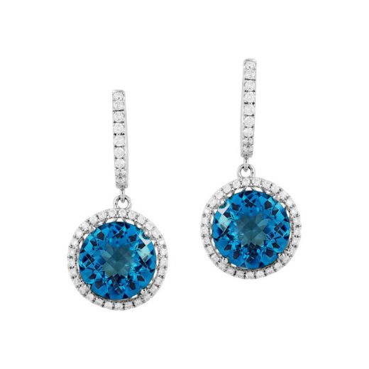 Earrings with diamonds and topazes in white gold 1-109 940