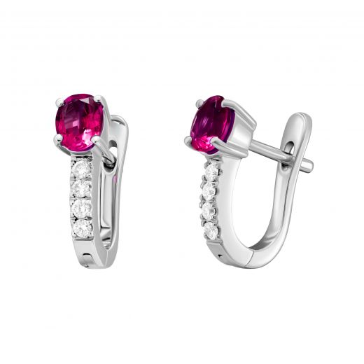 Earrings with diamonds and rubies in white gold 1-113 881