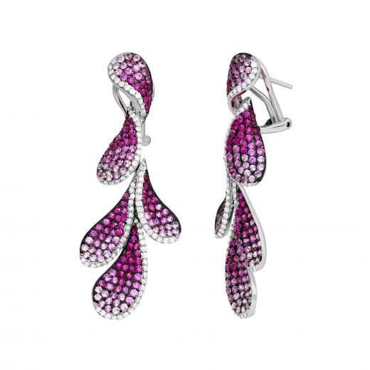 Earrings with diamonds and horn sapphires in white gold 1-114 871