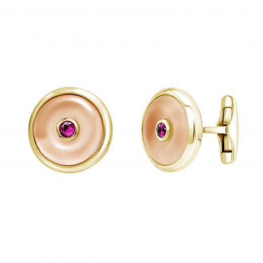 Cufflinks with smoky quartz and pink sapphires in rose gold 1-118 673