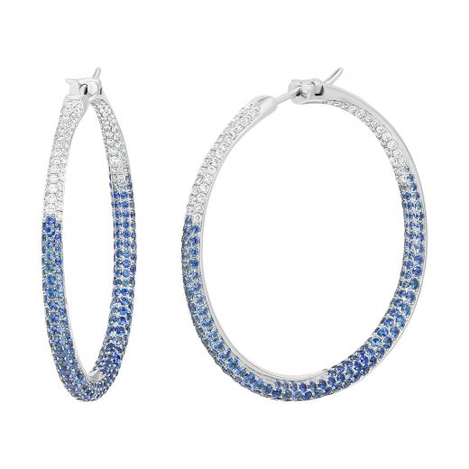 Earrings in white gold with diamonds and sapphires