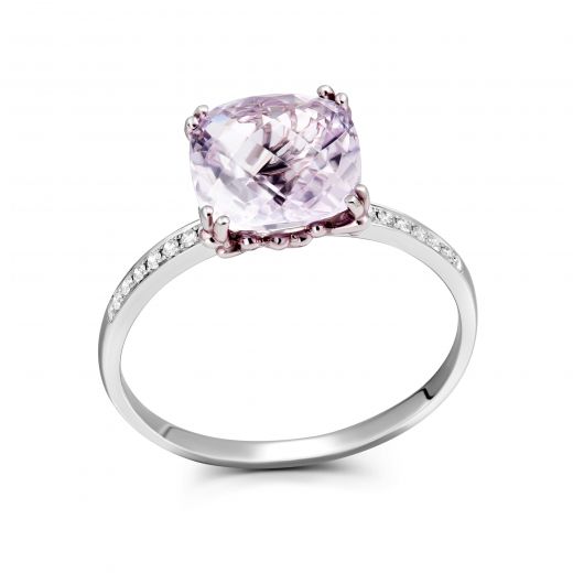 Ring with diamonds and amethyst in white gold 1K034-0865