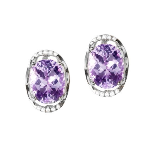 Earrings with diamonds and amethysts in white gold 1-124 974