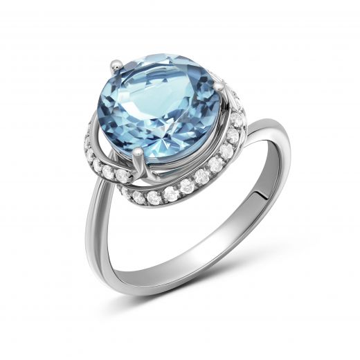 Ring with diamonds and topaz in white gold 1-126 472