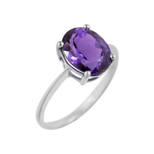 Ring with amethyst in white gold 1-127 886