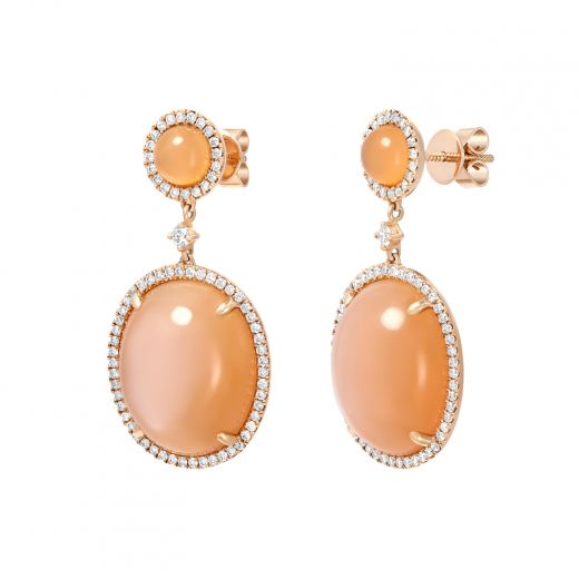 Earrings with diamonds and moonstone