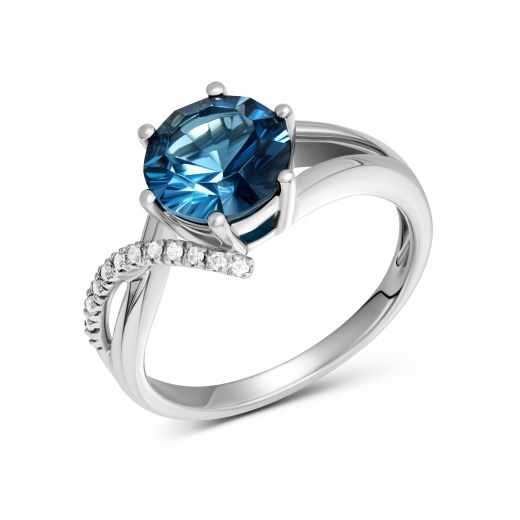 Ring with diamonds and topaz in white gold 1K562-0022-1