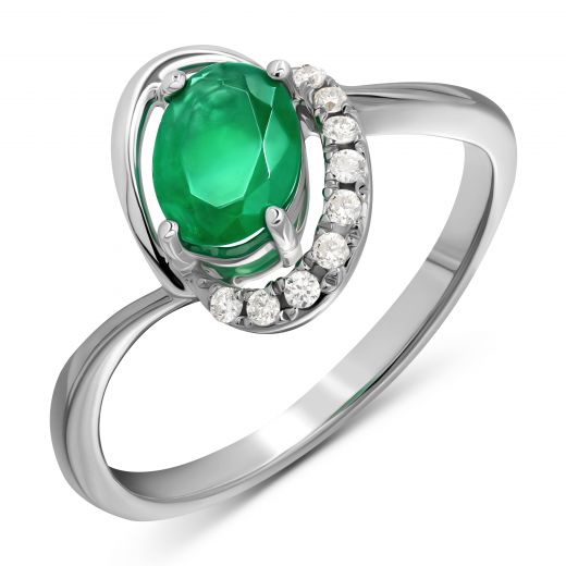 Jennifer ring in white gold with diamonds and emerald