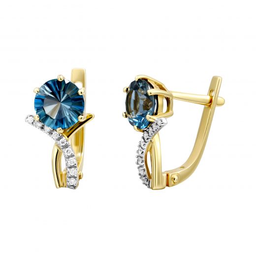 Earrings with topazes and diamonds in yellow gold 1-134 740