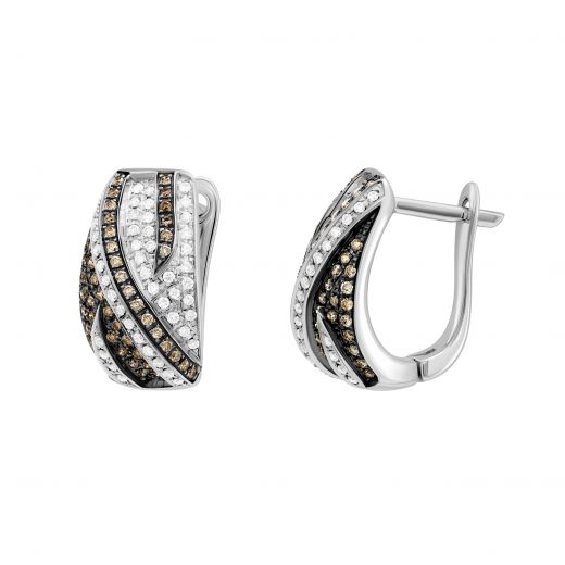 Earrings with diamonds in white gold 1S441-0163