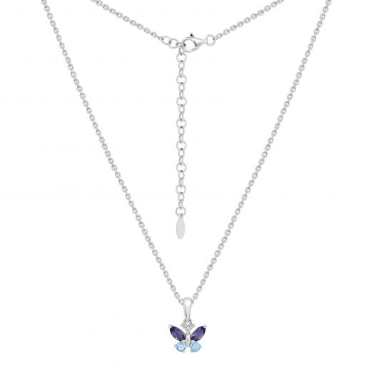 Necklace with diamonds and cordierite Butterfly