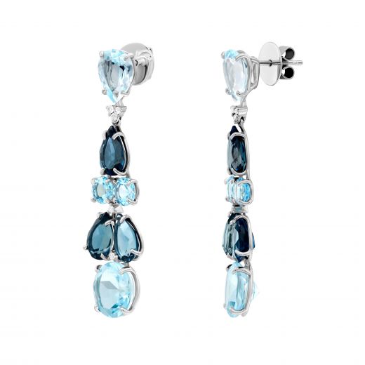 Earrings with diamonds and topaz in white gold 1-137 719