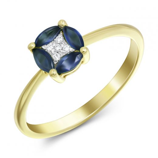 Ring with diamonds and sapphires in yellow gold 1-139 338