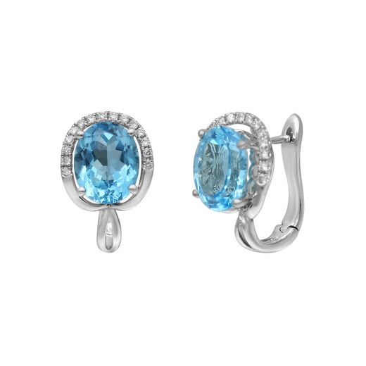 Earrings in white gold with diamonds and topaz