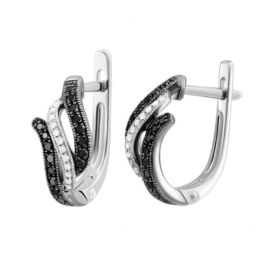 Earrings with diamonds in white gold 1-143 072