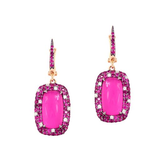 Сережки з діамантами, рубінами та сапфірами у рожевому золоті 1-145 919