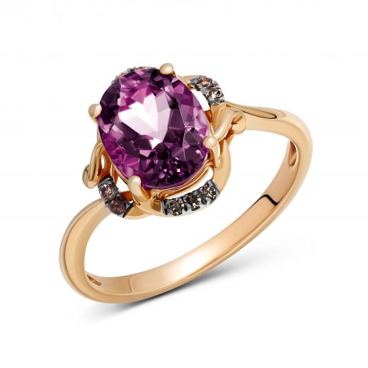 Ring with tourmaline and diamonds in rose gold 1-149 348