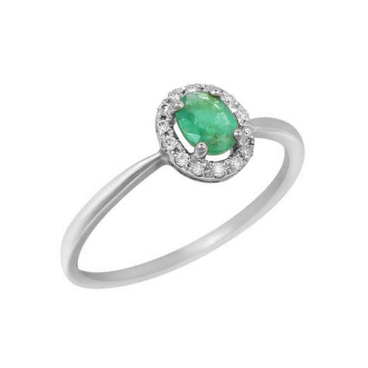 Ring with diamonds and emerald in white gold 1К309-0170