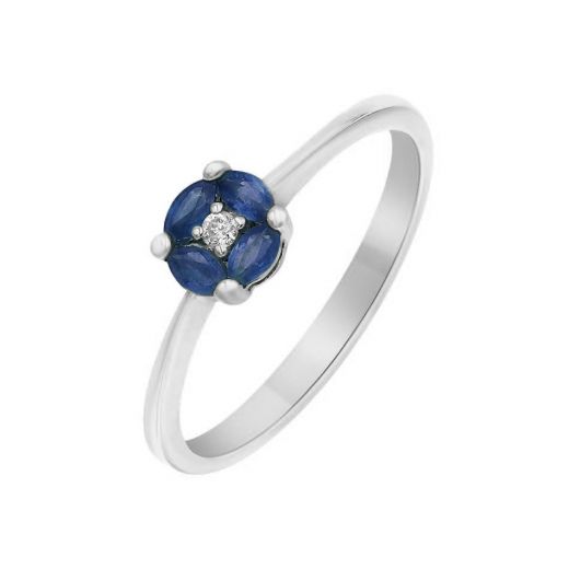 Ring with diamonds and sapphires in white gold 1К441-0207