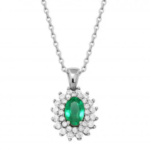 Suspension with diamonds and emeralds with white gold 1P441-0018