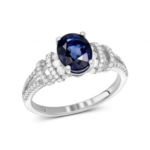 Diamond and sapphire ring in white gold 1-161,700