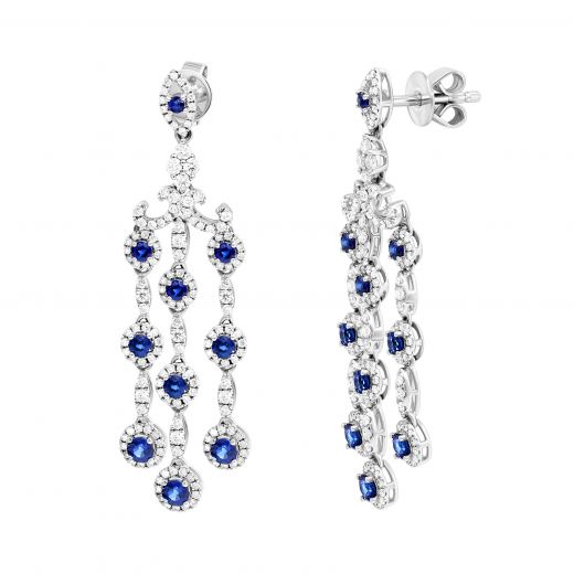 Earrings with diamonds and sapphires in white gold 1-161 874