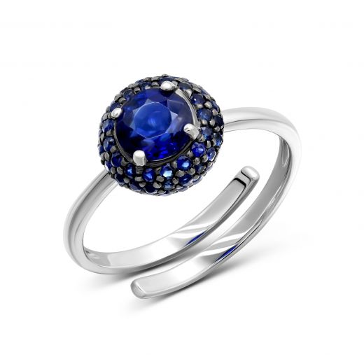 Ring with sapphires and kyanite in white gold 1К551-0356