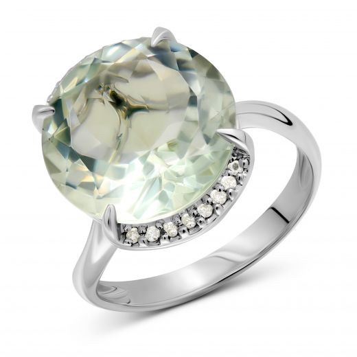 Ring with diamonds and prasiolite 1К034-1000