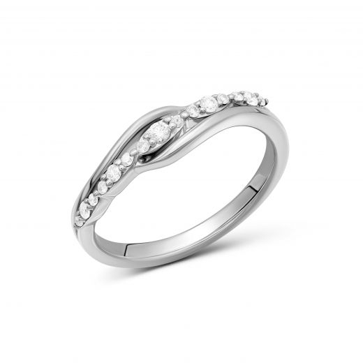 Ring with diamonds in white gold 1-167 007