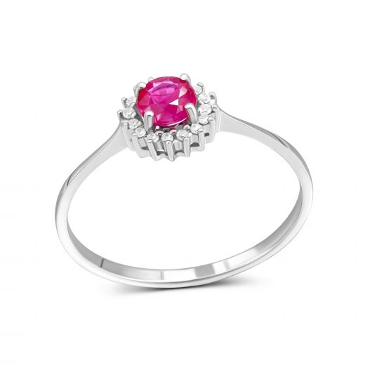 Diamond and ruby ​​ring in white gold 1-168 301