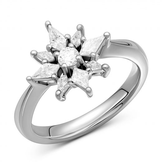 Ring with diamonds in white gold 1К698-0005