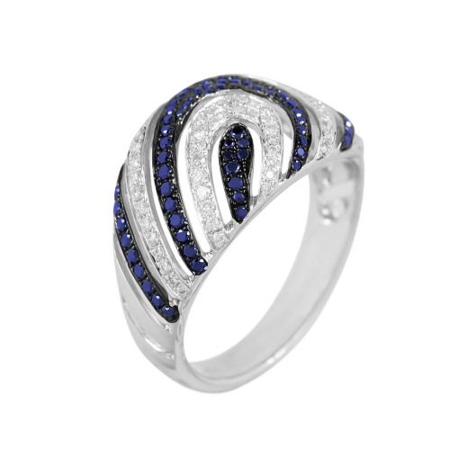 Ring with diamonds and sapphires in white gold 1-170 452