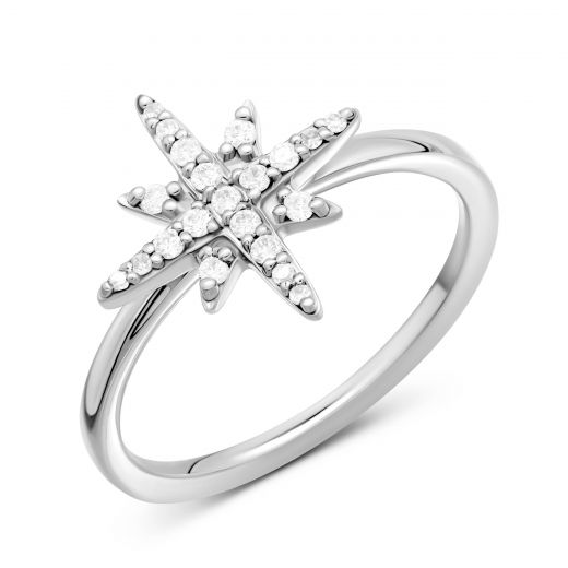 Ring with diamonds in white gold 1К334-0006