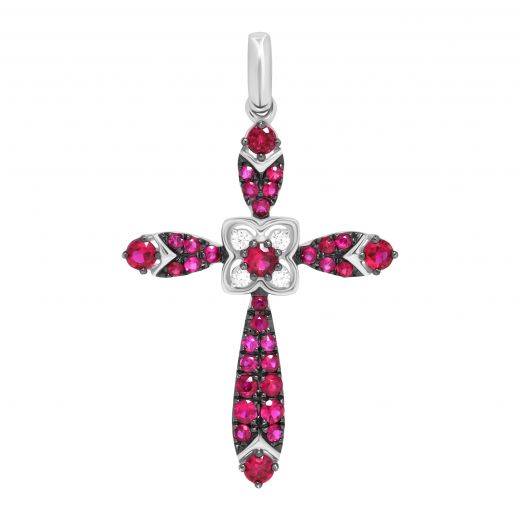 Hanging cross with diamonds and rubies 1P759-0162