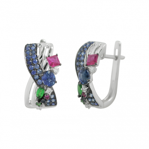 Earrings with diamonds and sapphires 1С759-0294