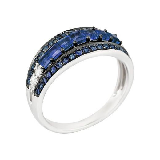 Ring with diamonds and sapphires 1К759-0298