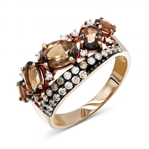 Ring with diamonds and wild quartz 1-178 647