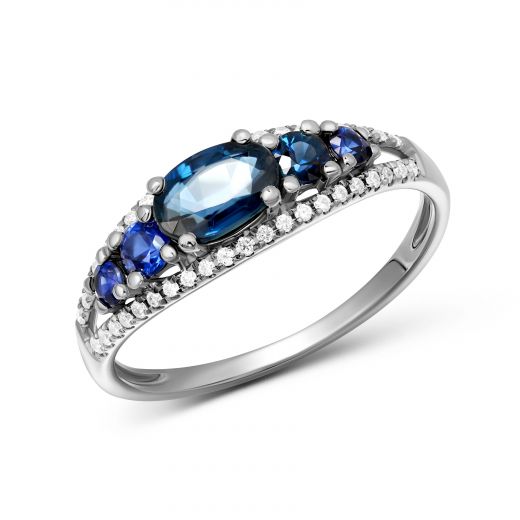 Ring with diamonds and sapphires in white gold 1-178 786