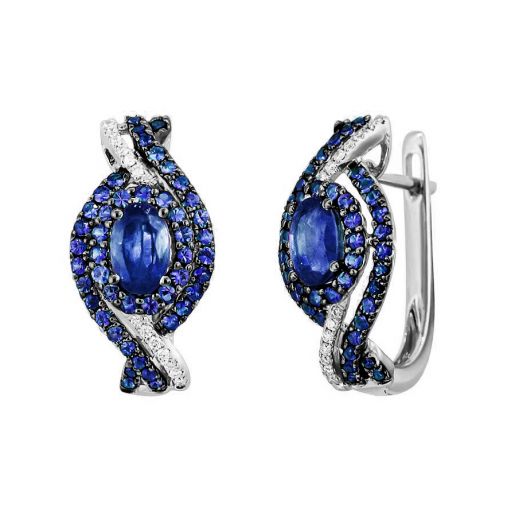 Earrings with diamonds and sapphires in white gold 1С759-0312