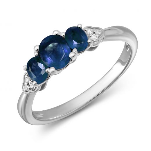 Ring with diamonds and sapphires in white gold 1-178 747