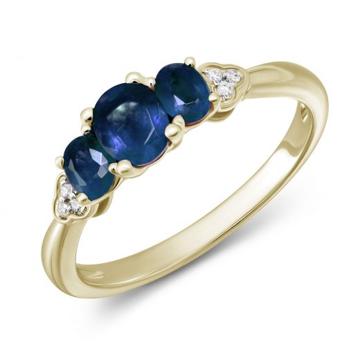 Ring with diamonds and sapphires in yellow gold 1-178 757