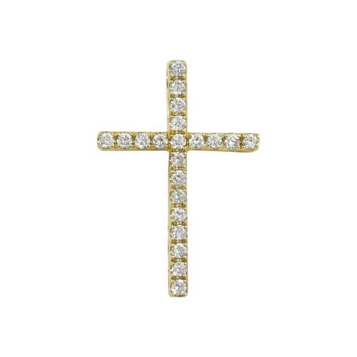 Підвіс хрест з діамантами у жовтому золоті 1-186 137