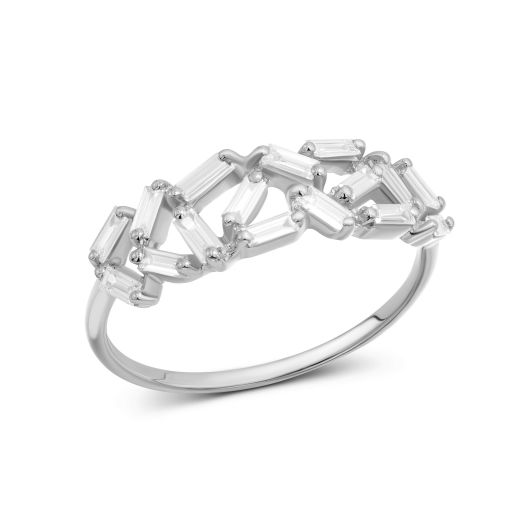 Ring with diamonds in white gold 1К441-0333