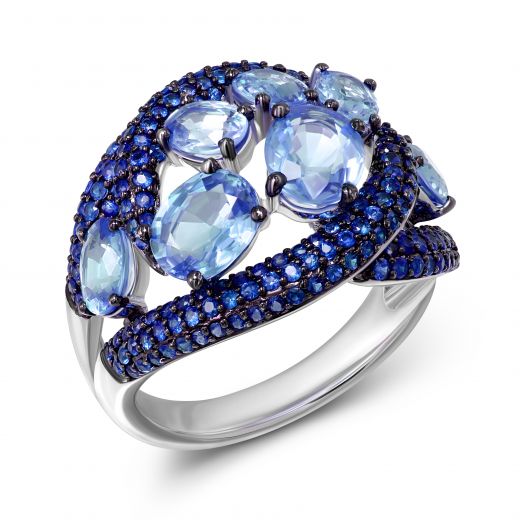 Ring with sapphires in white gold 1К759-0059