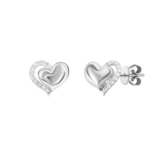 Earrings Heart with diamonds in white gold 1C193-0380