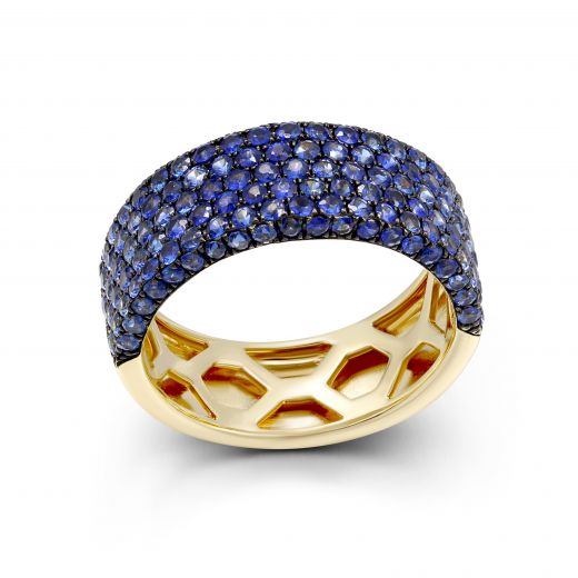 Ring with sapphires in yellow gold 1-195 011