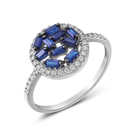 Veta ring with diamonds and sapphires in white gold